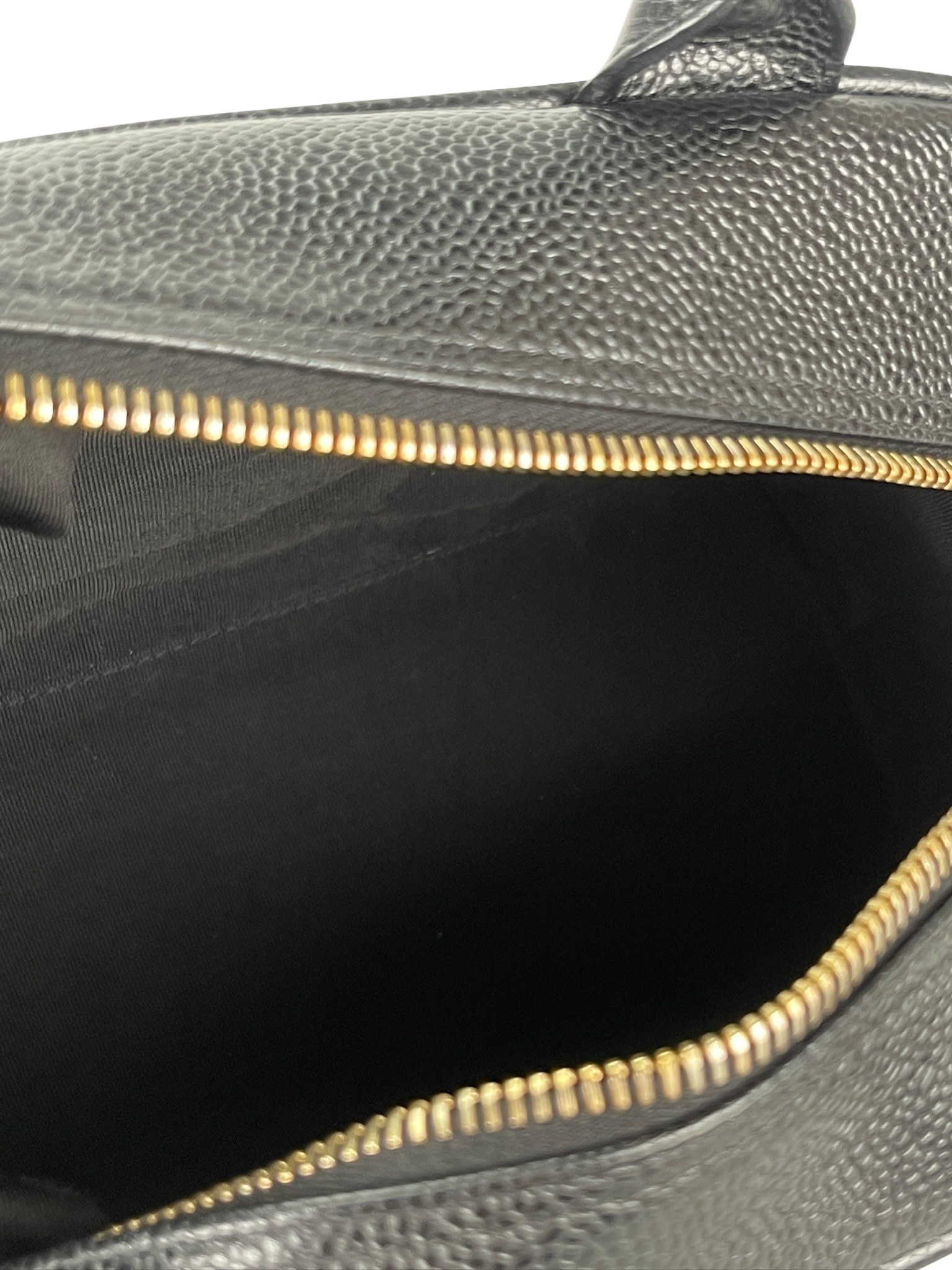 CHANEL - CC Logo Black Caviar Small Bowling Handbag