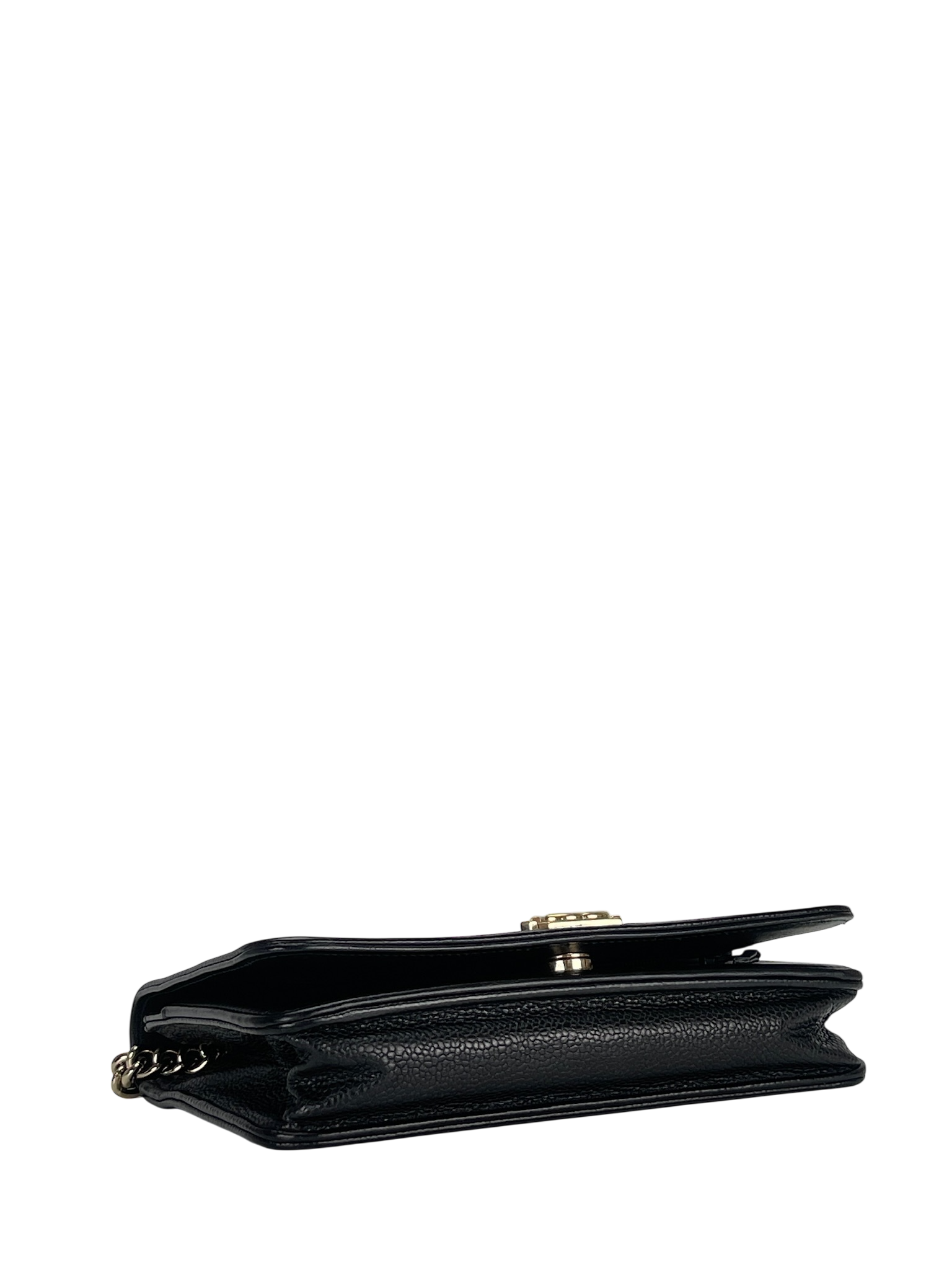CHANEL - Black Caviar Wallet Quilted Boy On Chain (WOC)