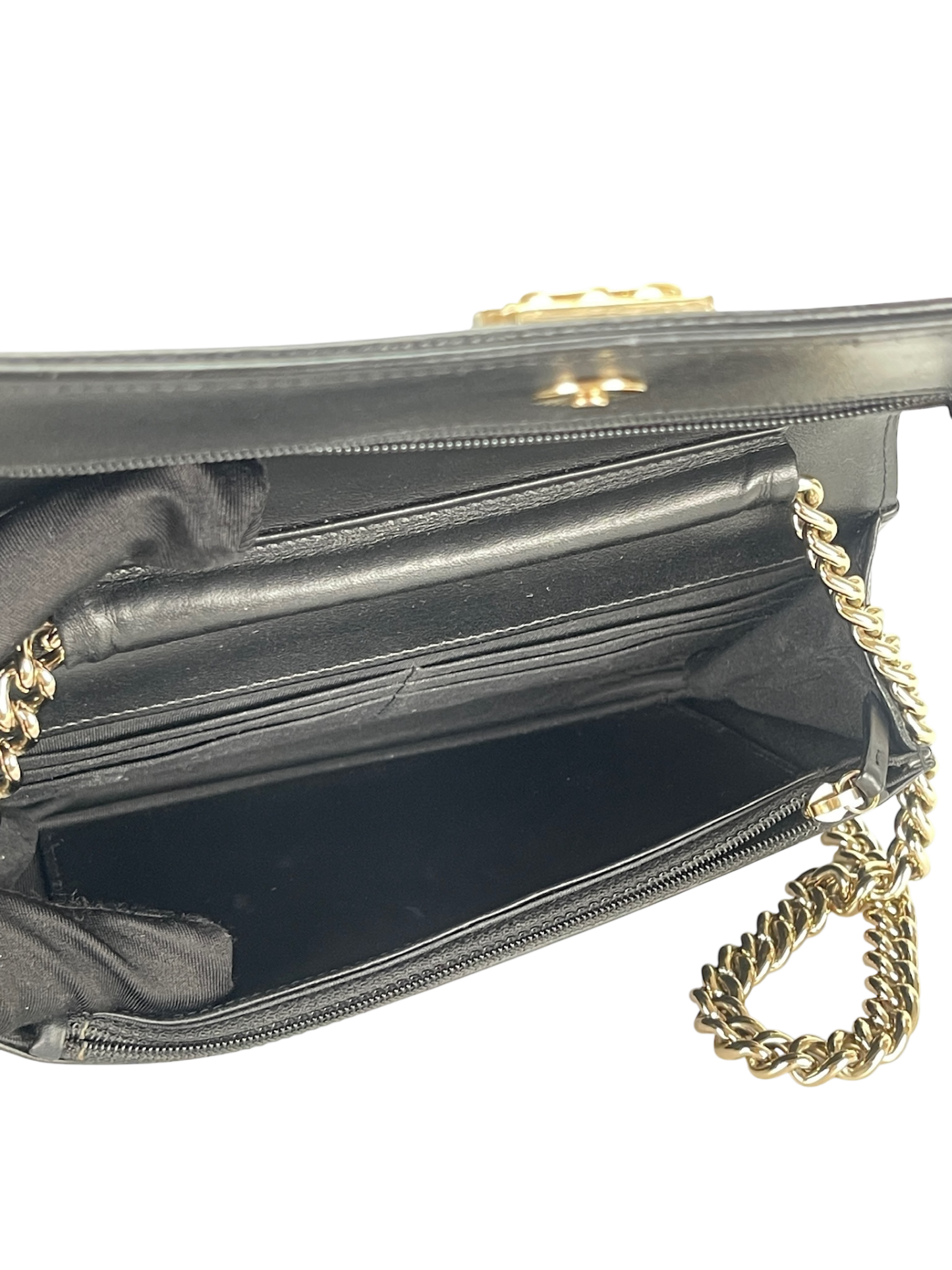 CHANEL - Black Caviar Wallet Quilted Boy On Chain (WOC)