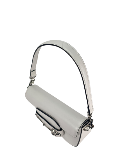 GUCCI -White Horsebit Leather Shoulder Bag