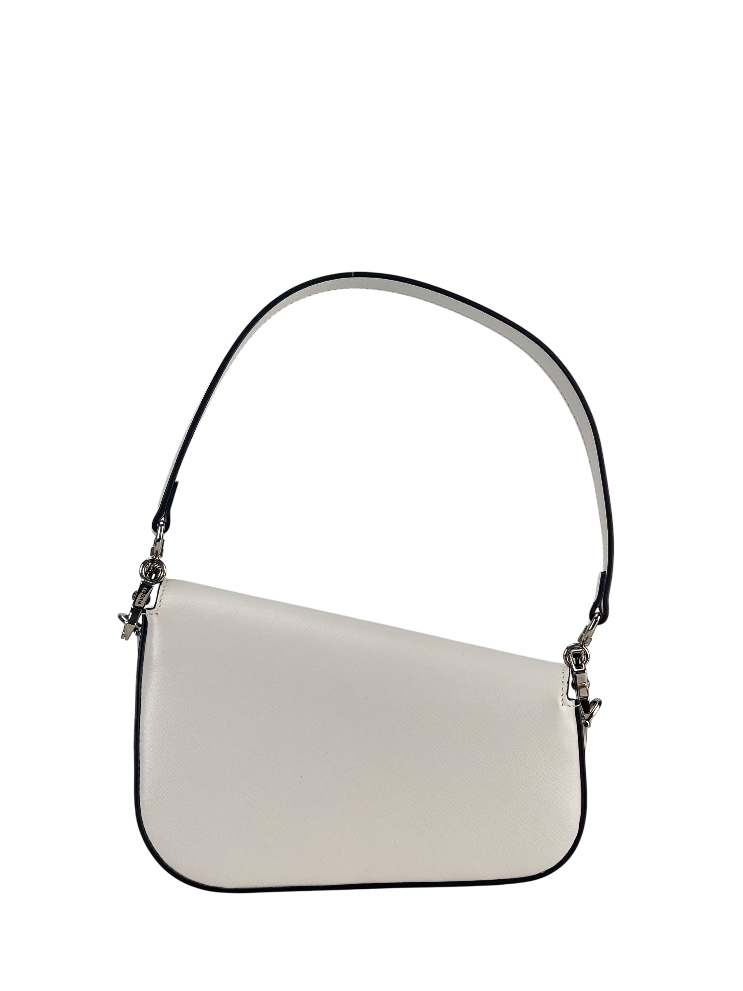 GUCCI -White Horsebit Leather Shoulder Bag