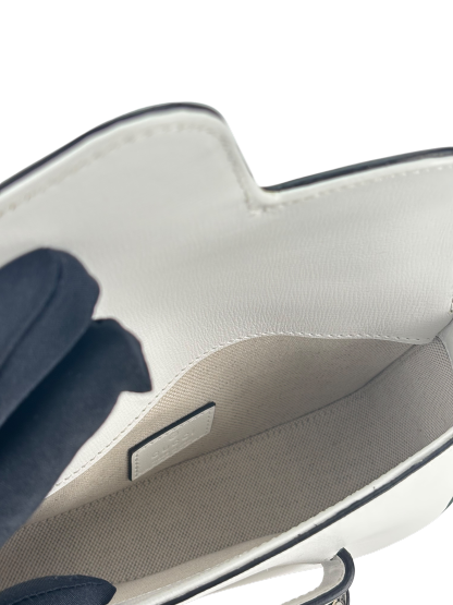 GUCCI -White Horsebit Leather Shoulder Bag