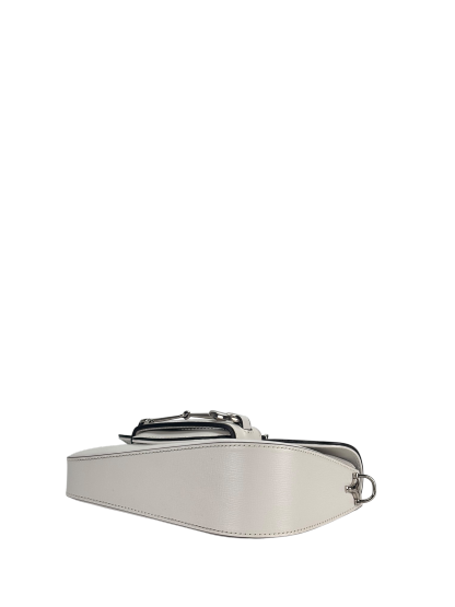 GUCCI -White Horsebit Leather Shoulder Bag