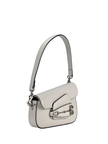 GUCCI -White Horsebit Leather Shoulder Bag