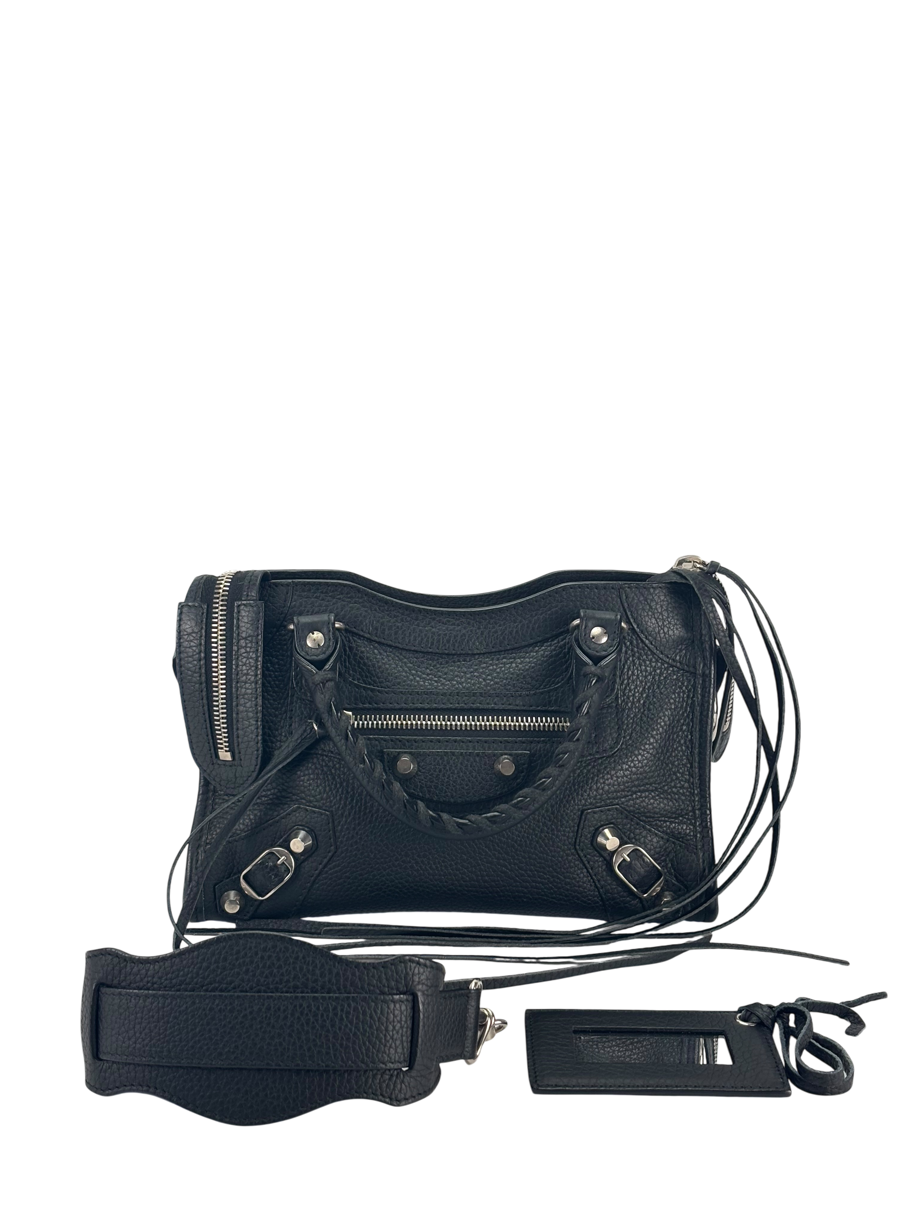 BALENCIAGA - Black Calfskin Classic City Mini 2way Bag Palladium Hardware