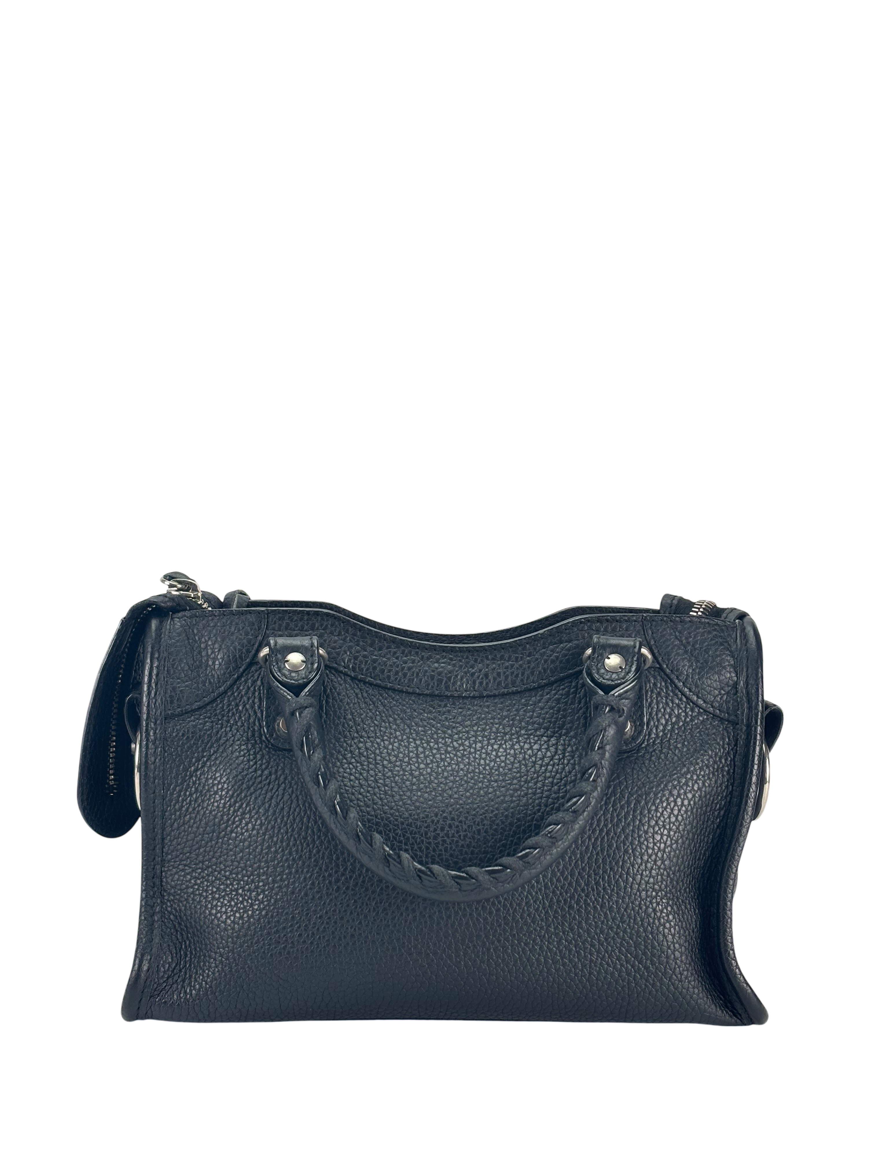 BALENCIAGA - Black Calfskin Classic City Mini 2way Bag Palladium Hardware