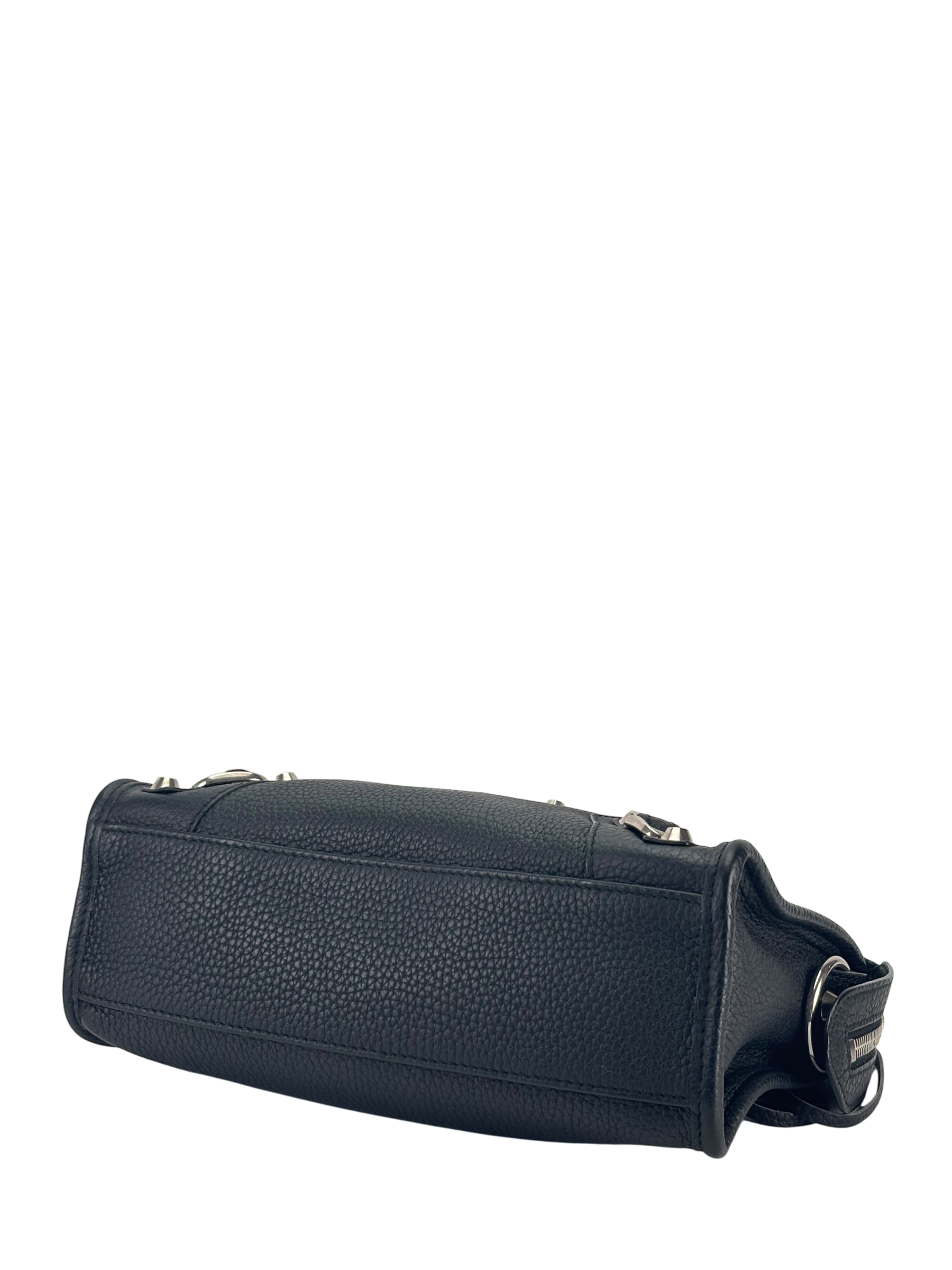 BALENCIAGA - Black Calfskin Classic City Mini 2way Bag Palladium Hardware