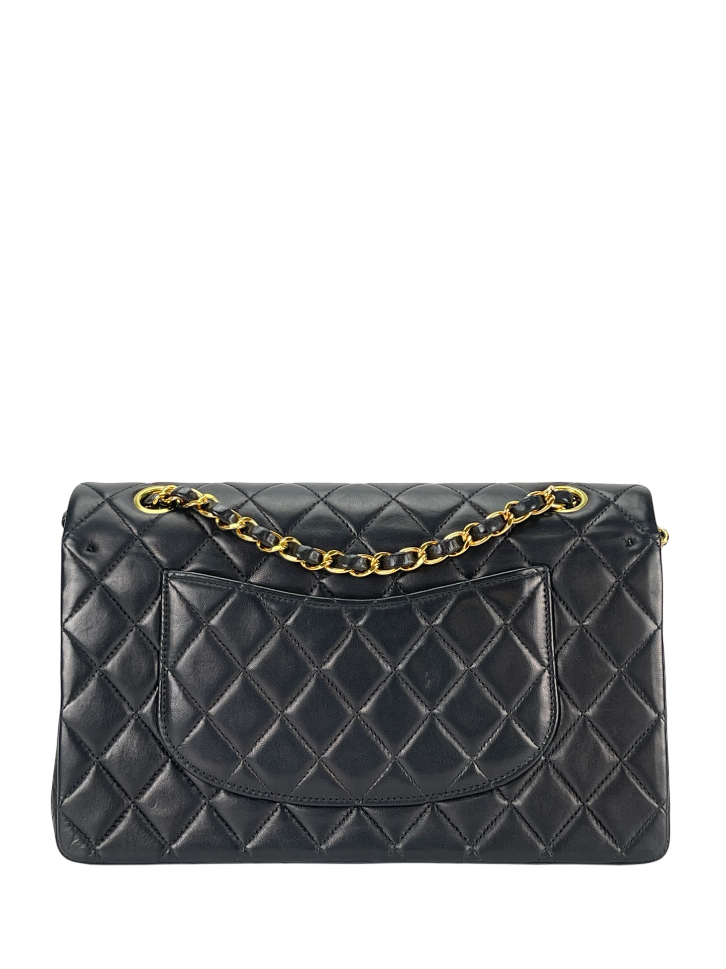 CHANEL - Medium Classic Double Flap Bag Black Lambskin Gold Hardware (CF25)