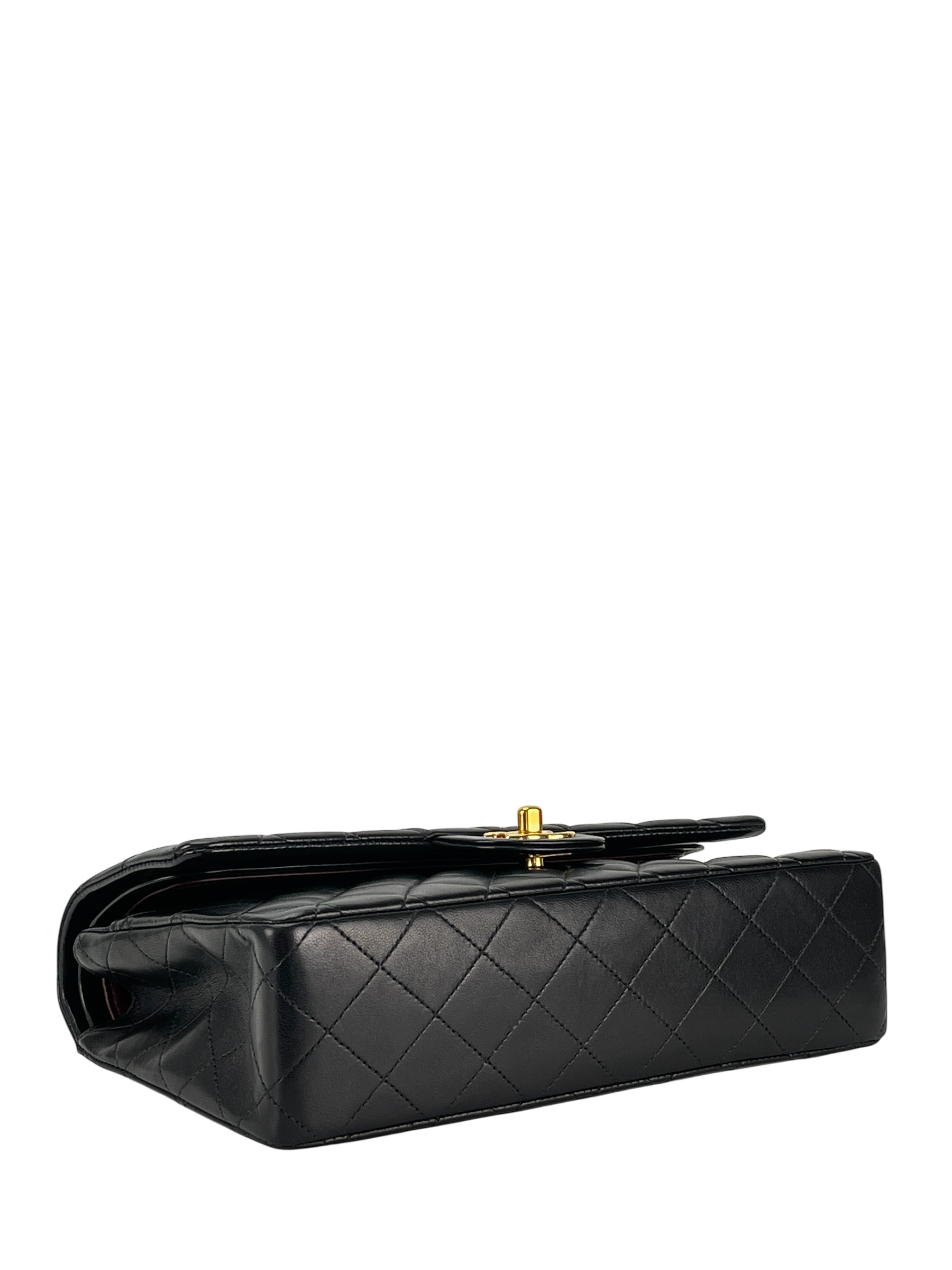 CHANEL - Medium Classic Double Flap Bag Black Lambskin Gold Hardware (CF25)