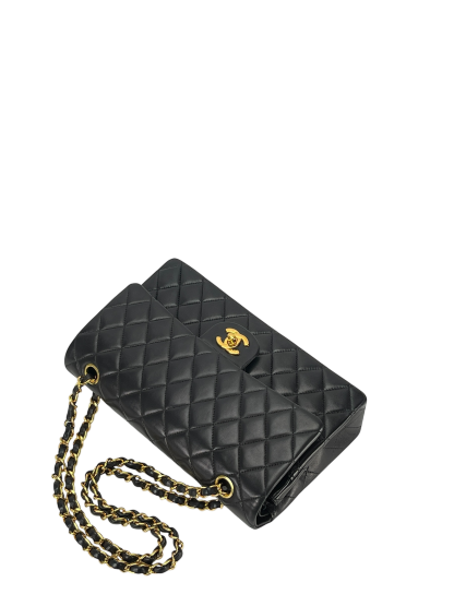 CHANEL - Medium Classic Double Flap Bag Black Lambskin Gold Hardware (CF25)
