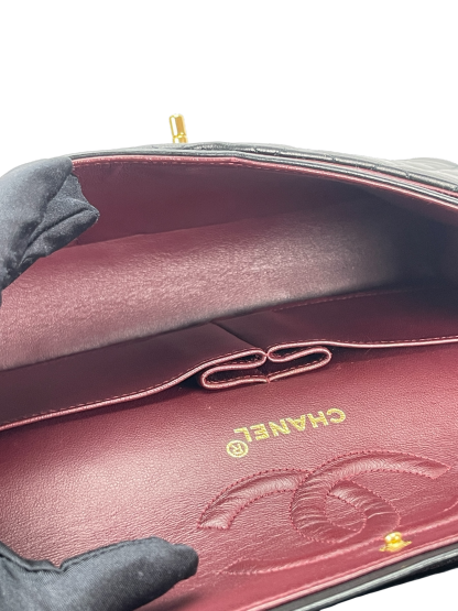 CHANEL - Medium Classic Double Flap Bag Black Lambskin Gold Hardware (CF25)