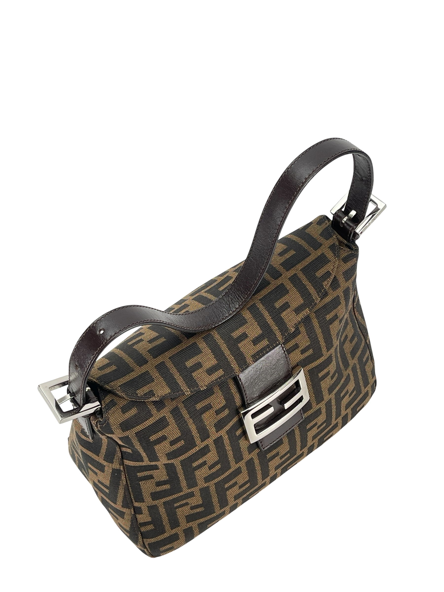 FENDI - Zucca Shoulder Bag Brown Silver Hardware