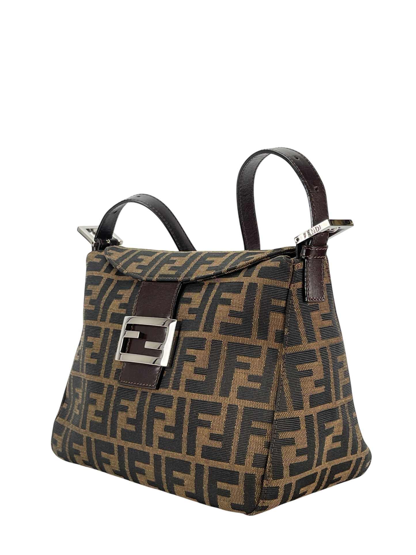 FENDI - Zucca Shoulder Bag Brown Silver Hardware