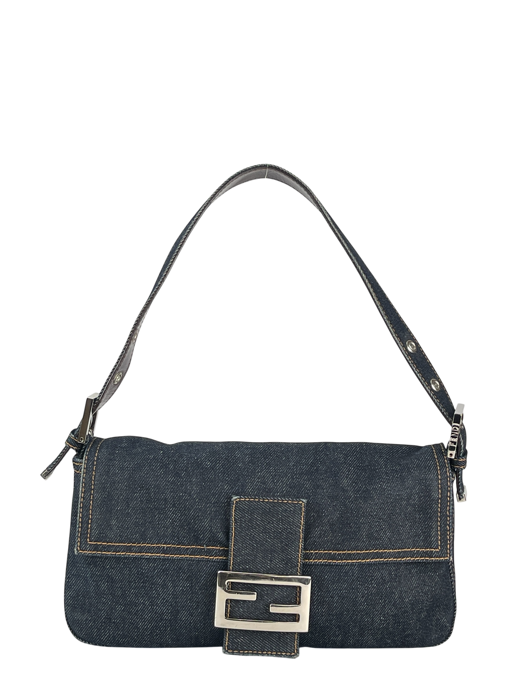 FENDI - Dark Denim Baguette Bag Silver Hardware