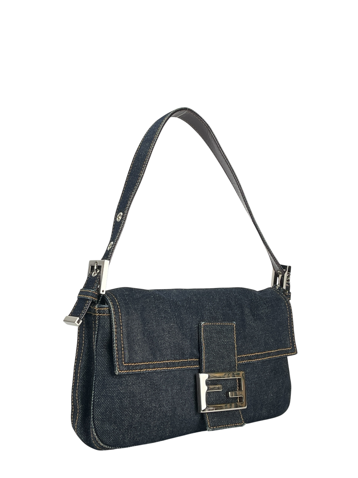 FENDI - Dark Denim Baguette Bag Silver Hardware