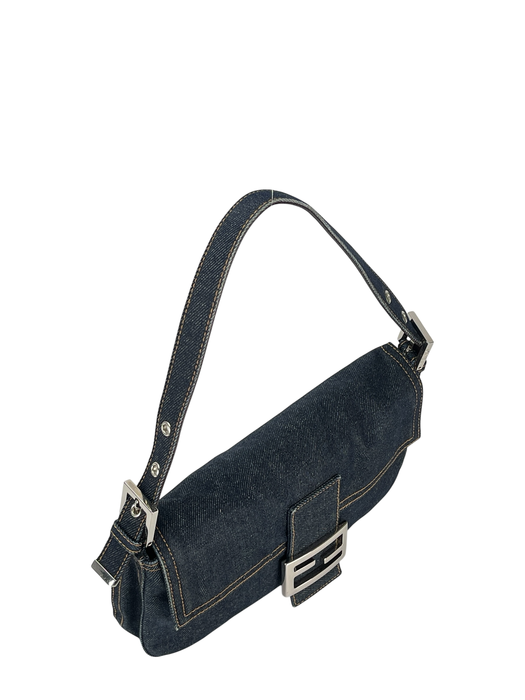 FENDI - Dark Denim Baguette Bag Silver Hardware