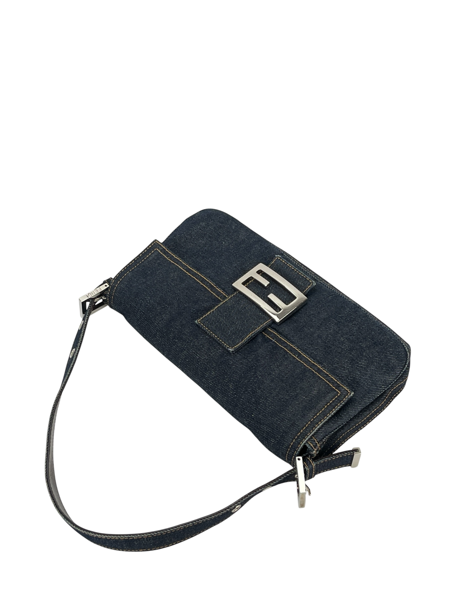 FENDI - Dark Denim Baguette Bag Silver Hardware