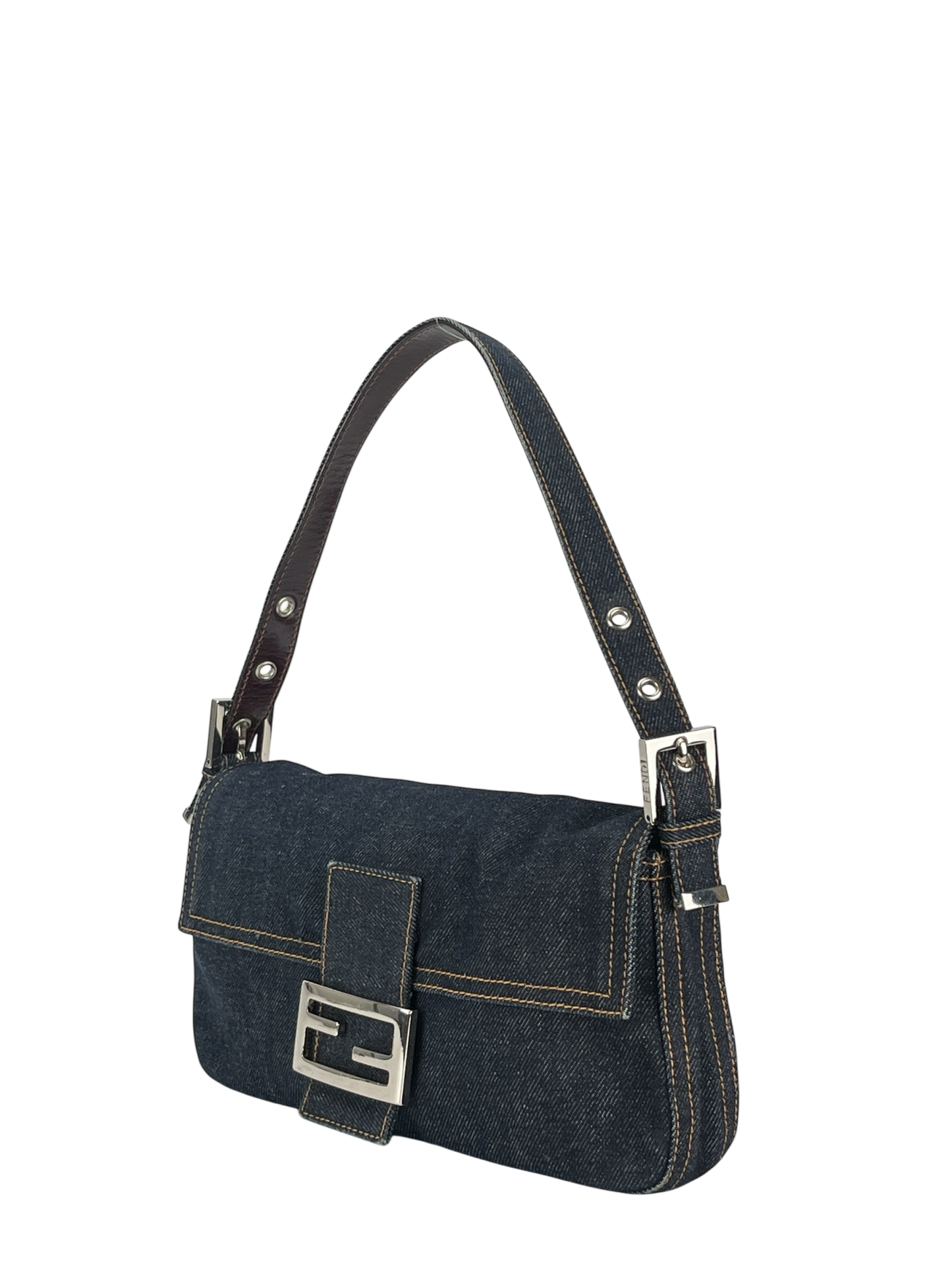 FENDI - Dark Denim Baguette Bag Silver Hardware