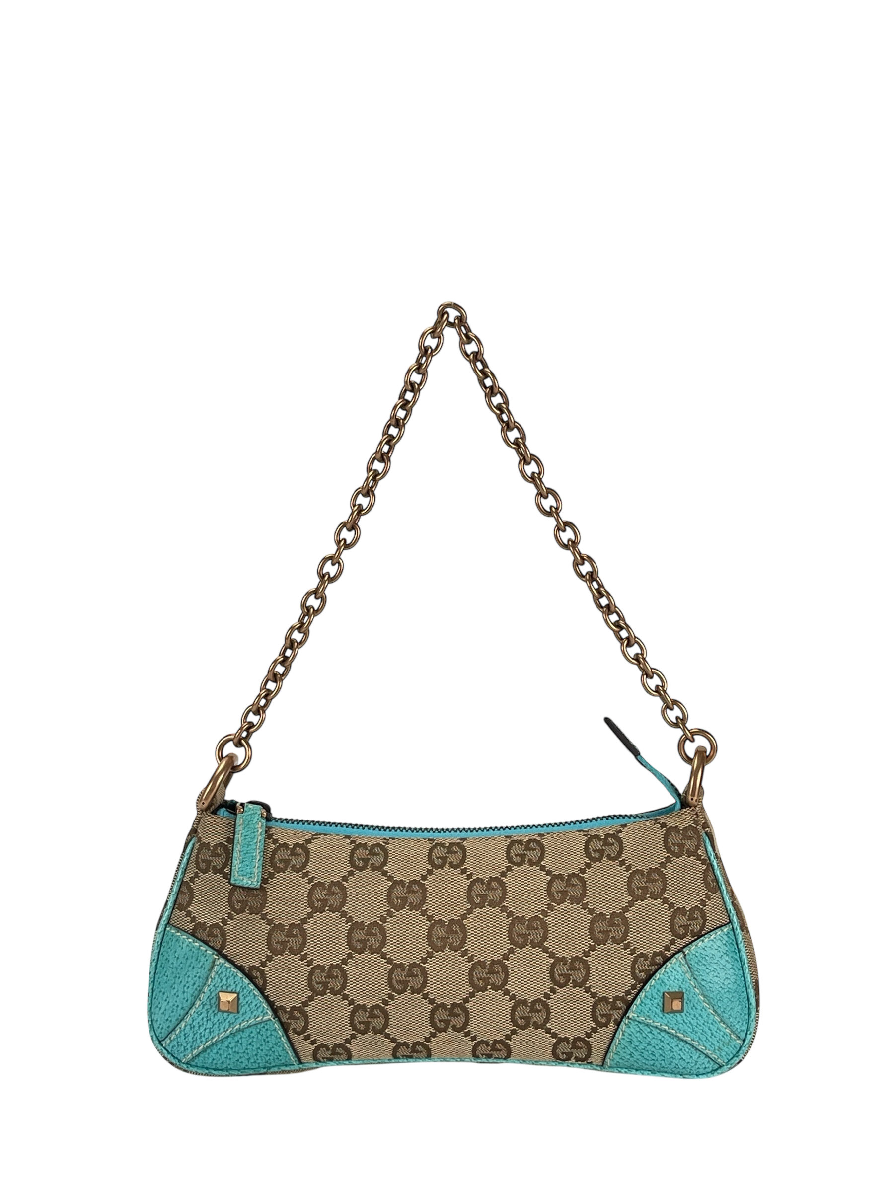 GUCCI -  Beige Ophidia Canvas Horsebit Nail Chain Pochette