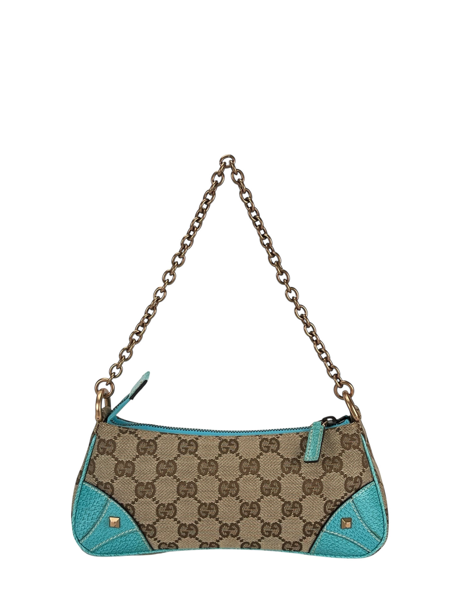 GUCCI -  Beige Ophidia Canvas Horsebit Nail Chain Pochette