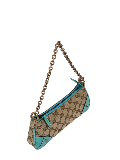 GUCCI -  Beige Ophidia Canvas Horsebit Nail Chain Pochette