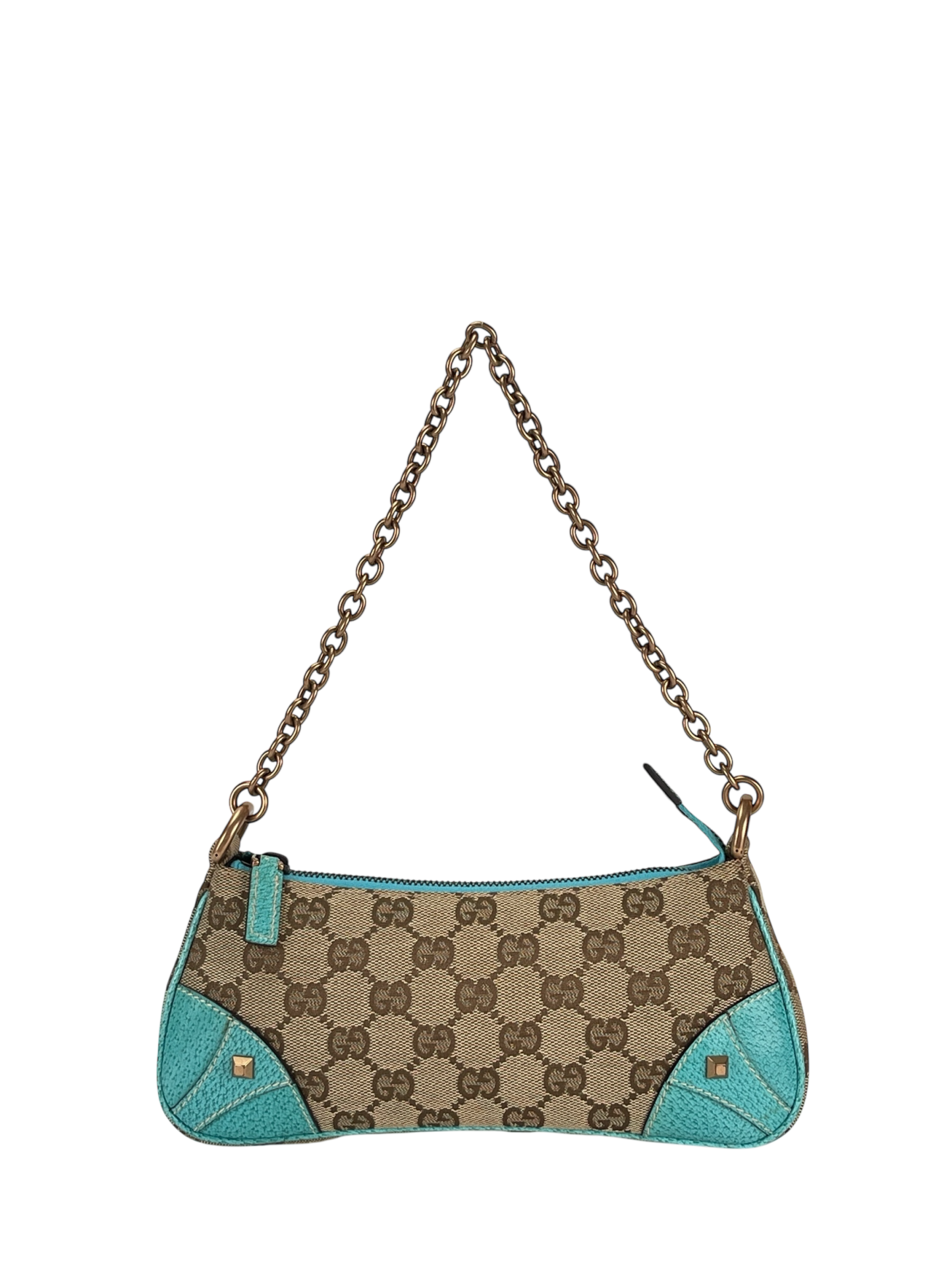 GUCCI -  Beige Ophidia Canvas Horsebit Nail Chain Pochette