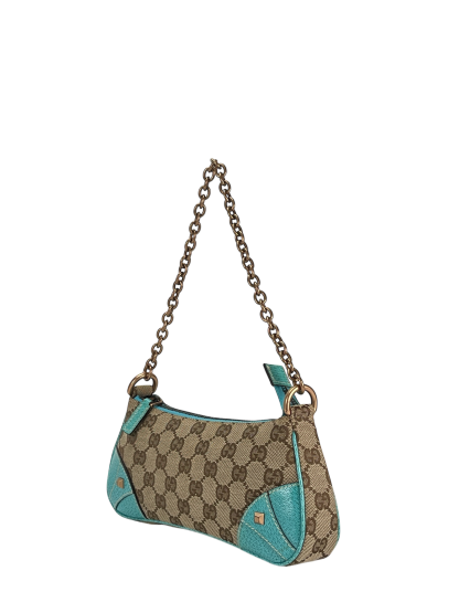 GUCCI -  Beige Ophidia Canvas Horsebit Nail Chain Pochette
