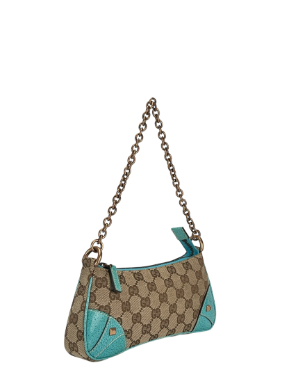 GUCCI -  Beige Ophidia Canvas Horsebit Nail Chain Pochette