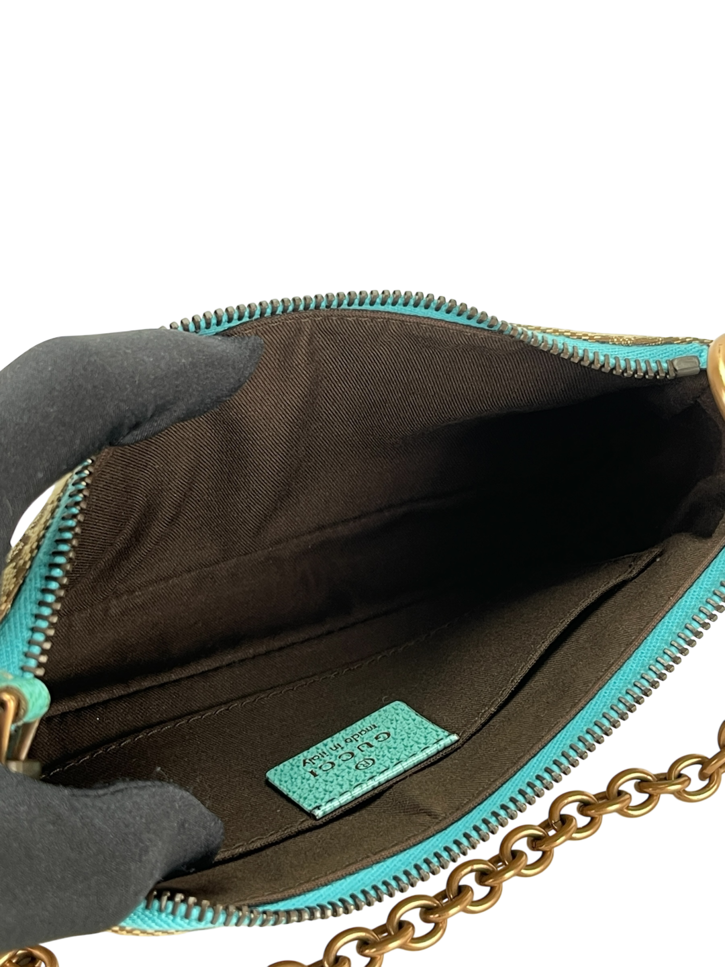 GUCCI -  Beige Ophidia Canvas Horsebit Nail Chain Pochette