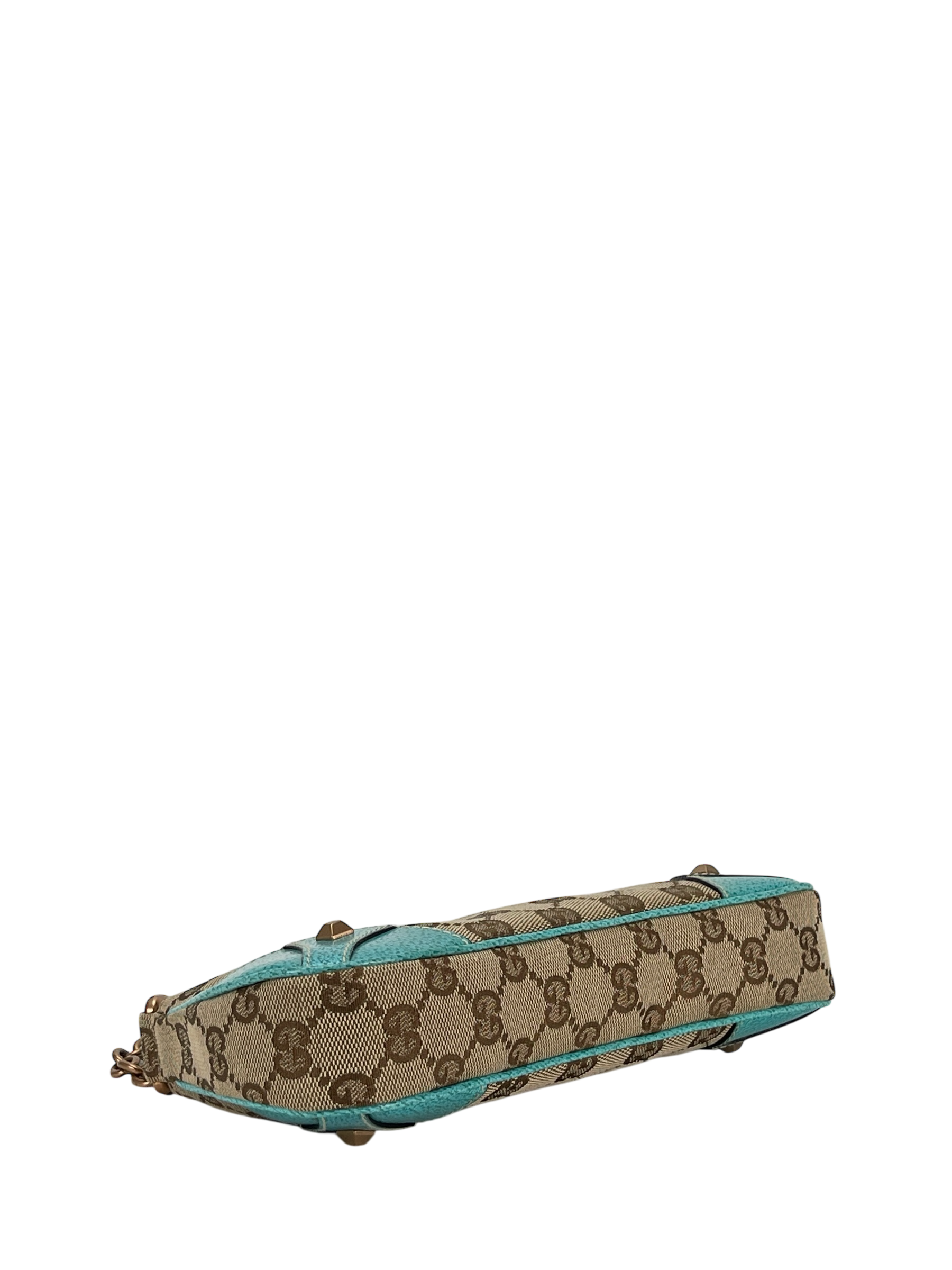 GUCCI -  Beige Ophidia Canvas Horsebit Nail Chain Pochette