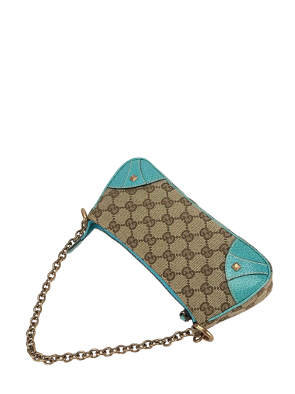 GUCCI -  Beige Ophidia Canvas Horsebit Nail Chain Pochette