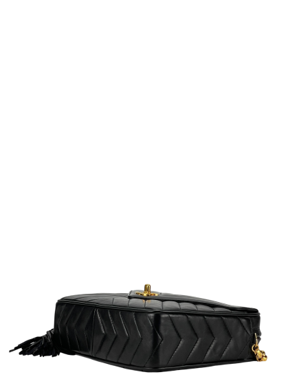 CHANEL - Black Lambskin Chevron Camera Bag