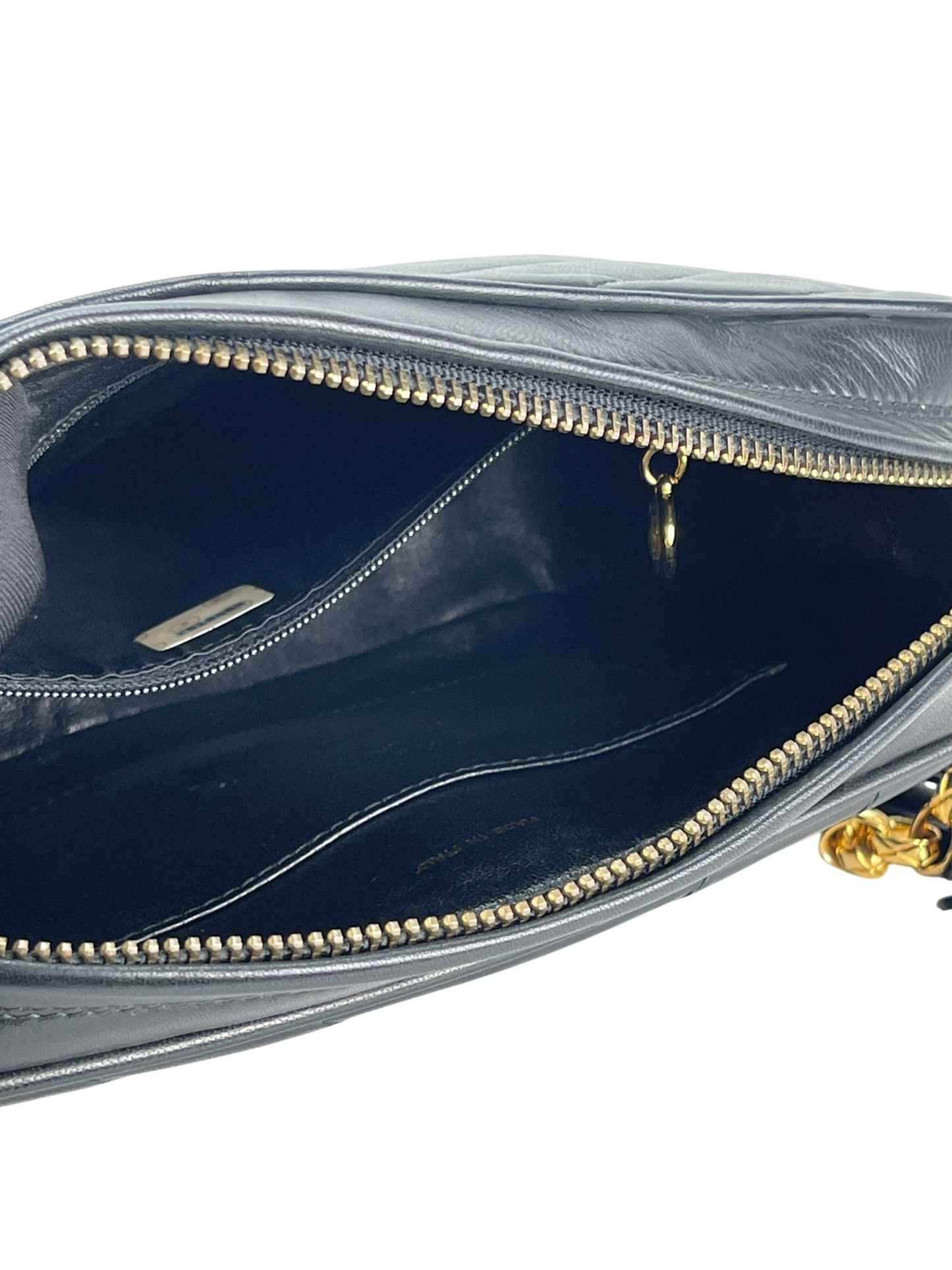 CHANEL - Black Lambskin Chevron Camera Bag