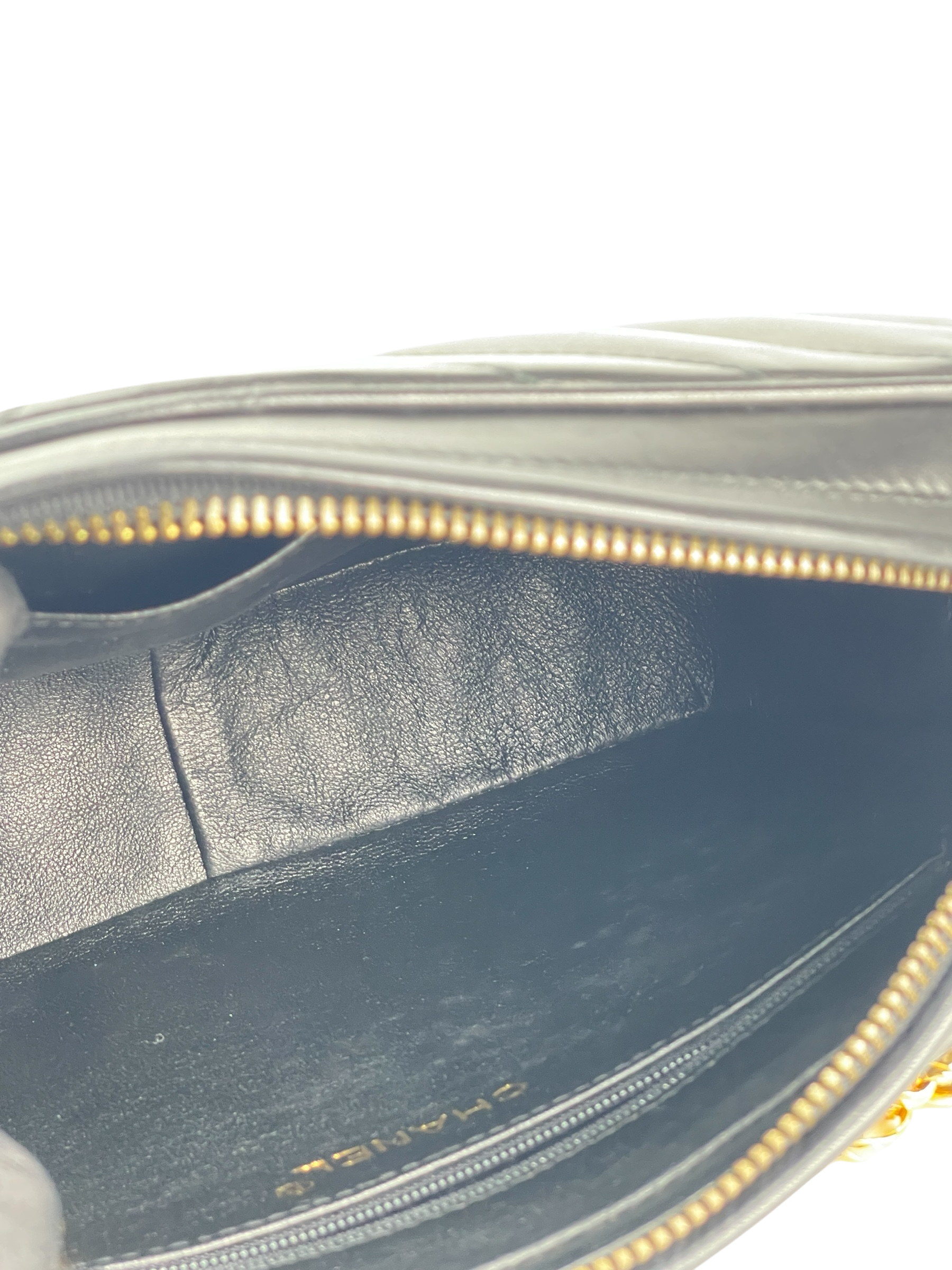 CHANEL - Black Lambskin Chevron Camera Bag