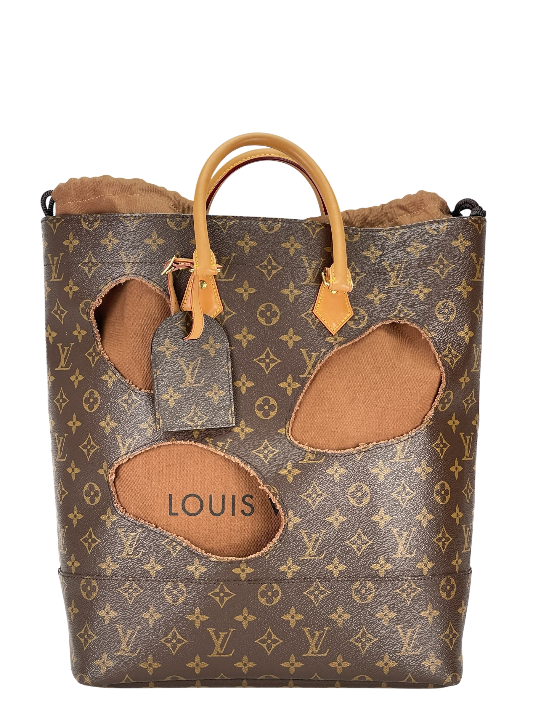 LOUIS VUITTON - Canvas Brown LV x Rei Kawakubo Monogram with Holes Tote Bag