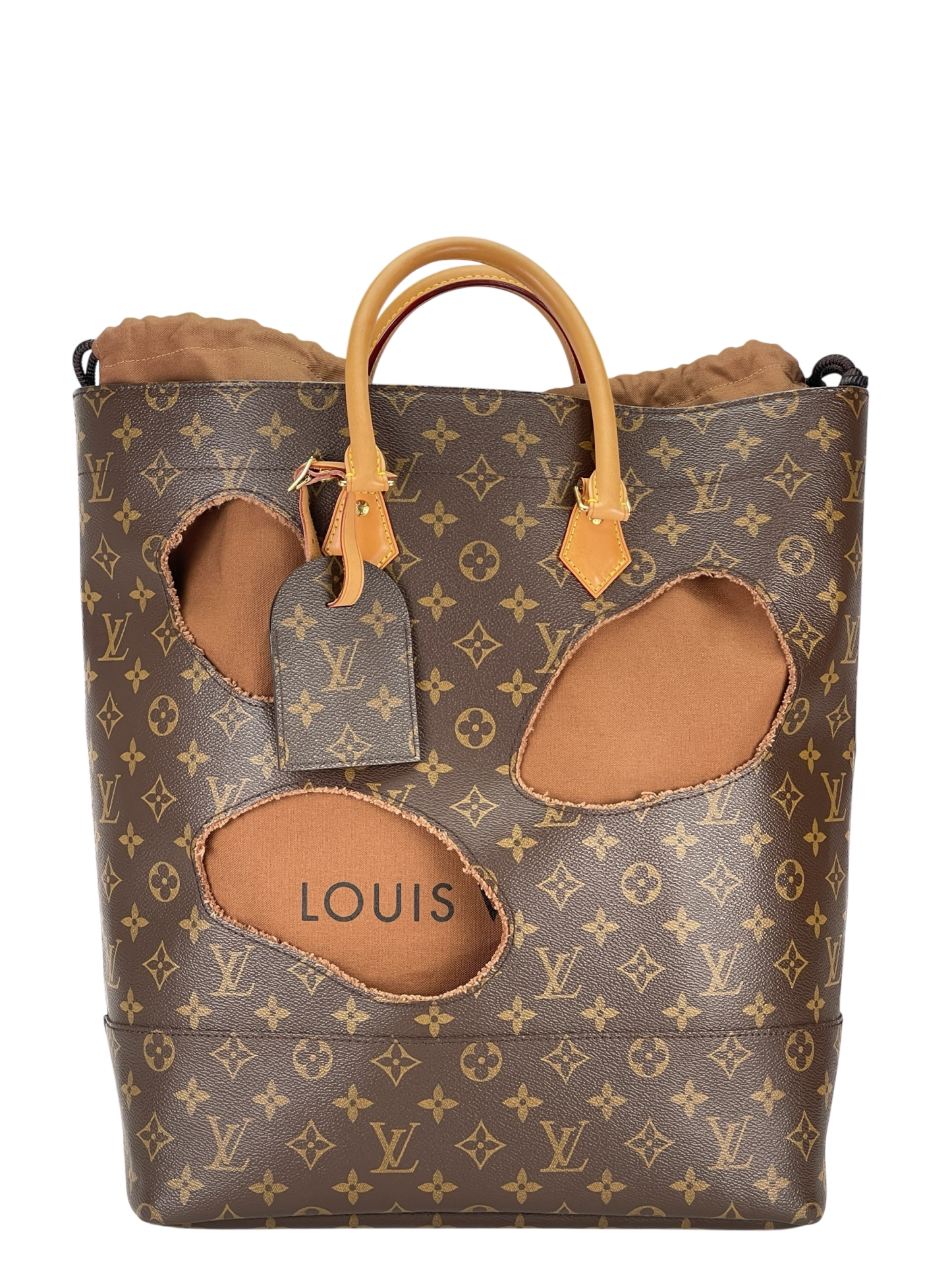 LOUIS VUITTON - Canvas Brown LV x Rei Kawakubo Monogram with Holes Tote Bag