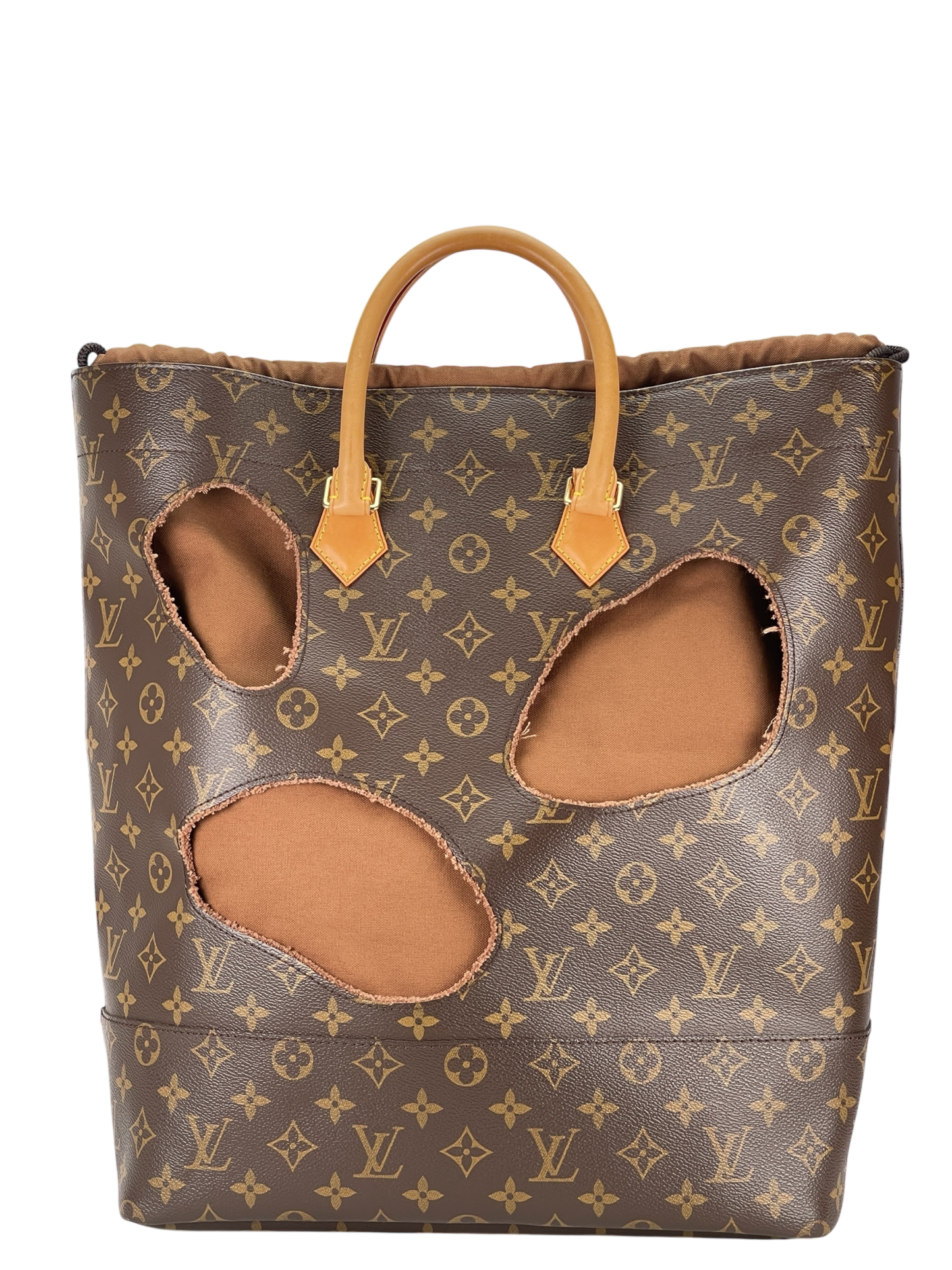 LOUIS VUITTON - Canvas Brown LV x Rei Kawakubo Monogram with Holes Tote Bag