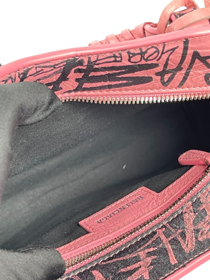 BALENCIAGA - Pink Calfskin Neo Cagoule Graffiti XS Bag
