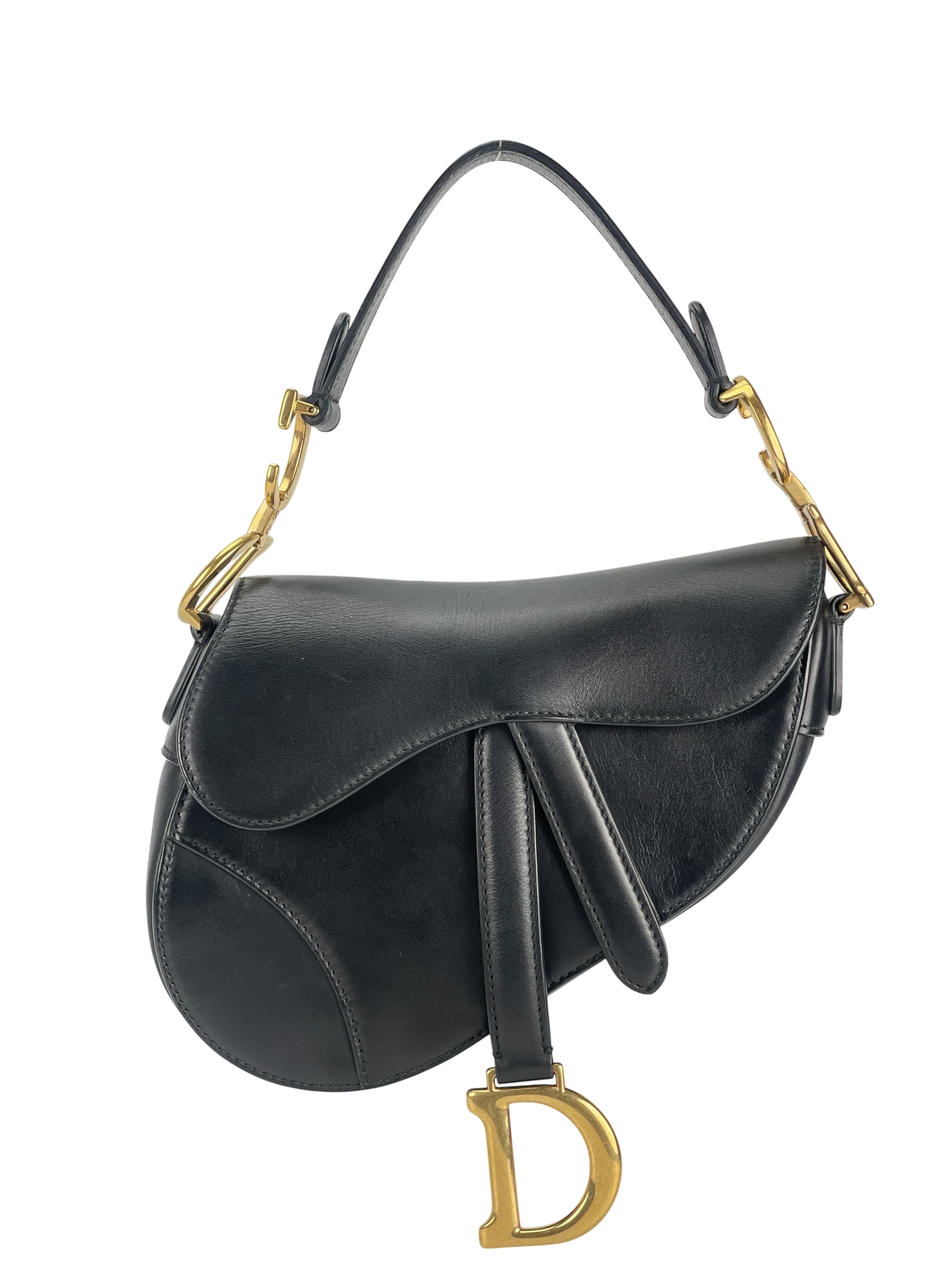 CHRISTIAN DIOR - 2018 Black Calfskin Saddle Handbag