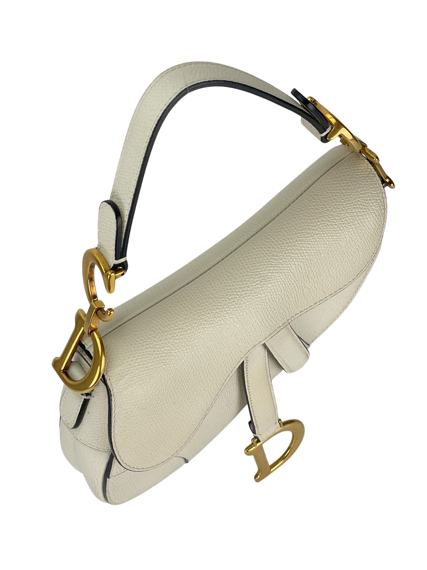 CHRISTIAN DIOR - 2019 White Calfskin Saddle Handbag