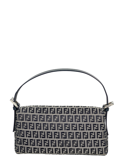 FENDI - Small Navy Canvas Zucchino Mamma Baguette Palladium Hardware
