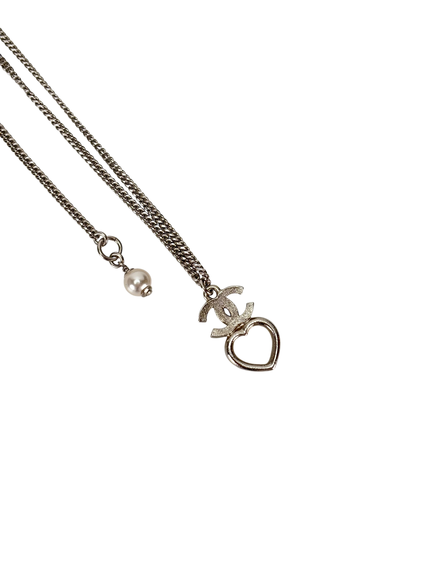 CHANEL - 23N Heart Metal & Strass Rhinestone Necklace