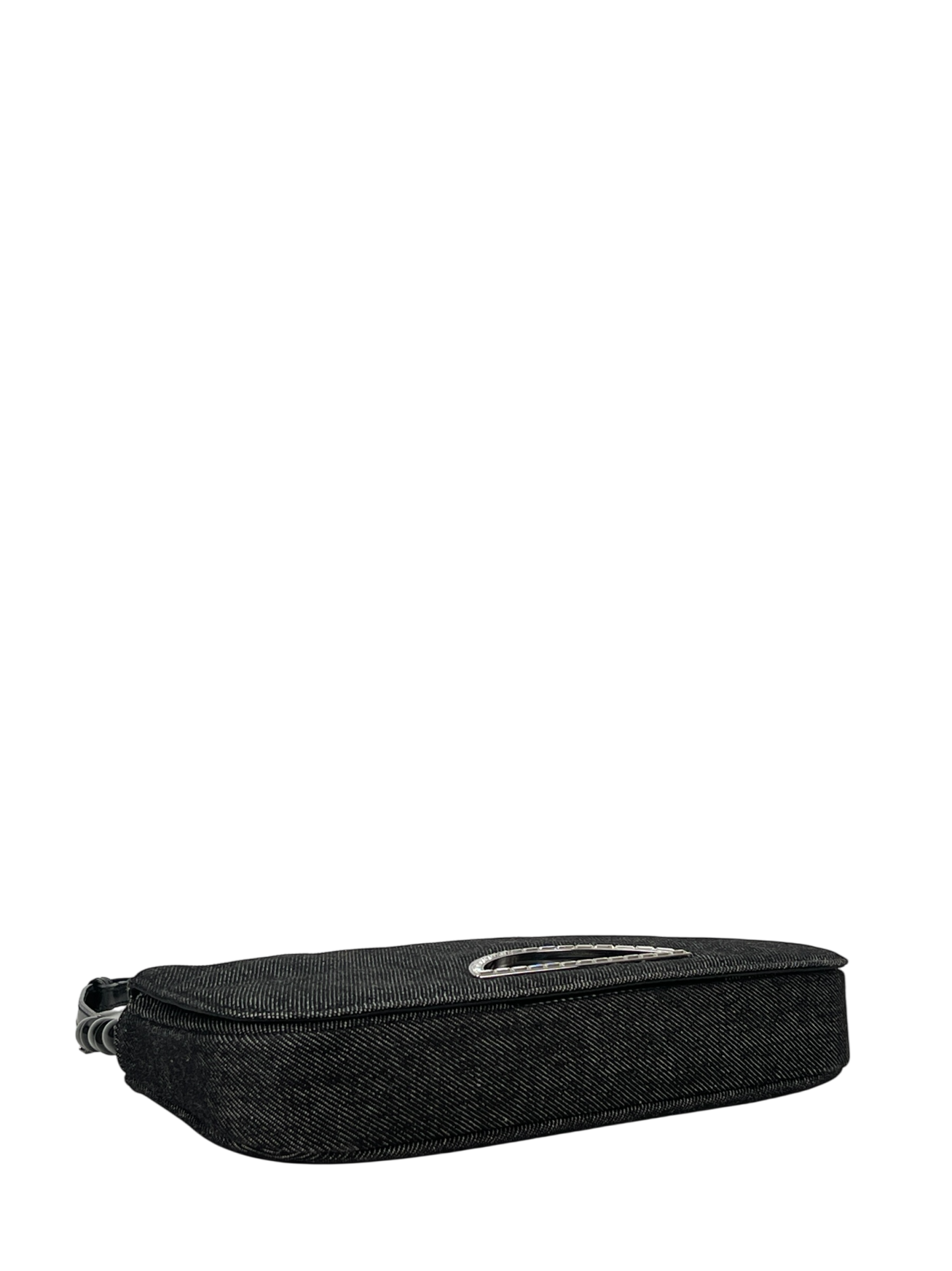 CHRISTIAN DIOR - Black Denim Maris Pearl Shoulder Bag