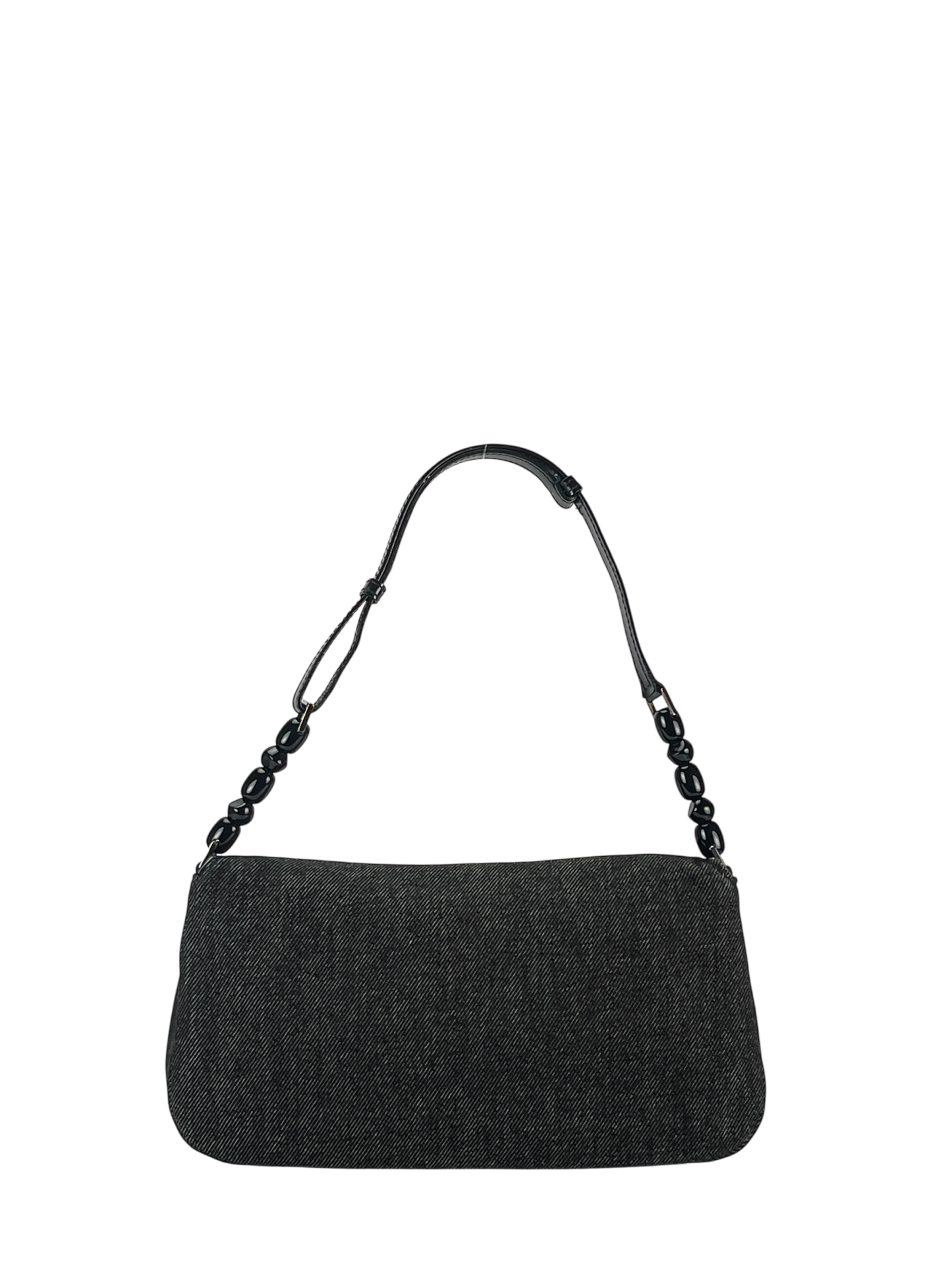 CHRISTIAN DIOR - Black Denim Maris Pearl Shoulder Bag