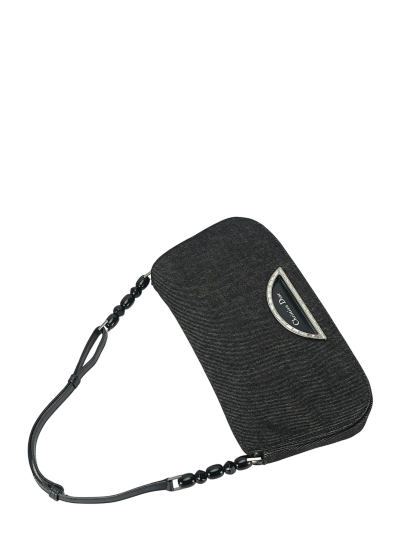 CHRISTIAN DIOR - Black Denim Maris Pearl Shoulder Bag