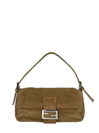FENDI - Baguette Brown Corduroy Handbag