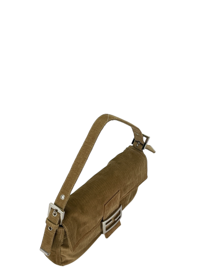FENDI - Baguette Brown Corduroy Handbag