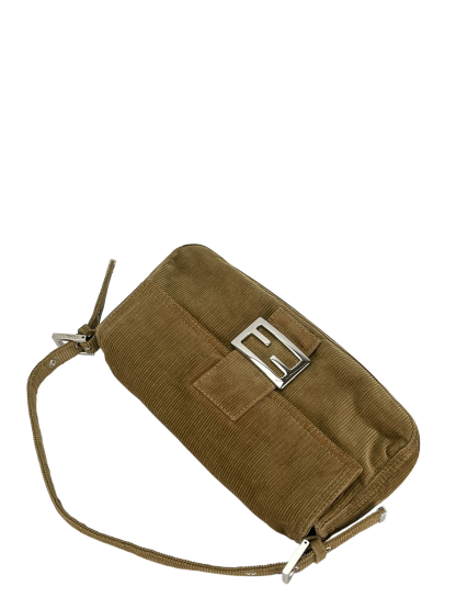 FENDI - Baguette Brown Corduroy Handbag