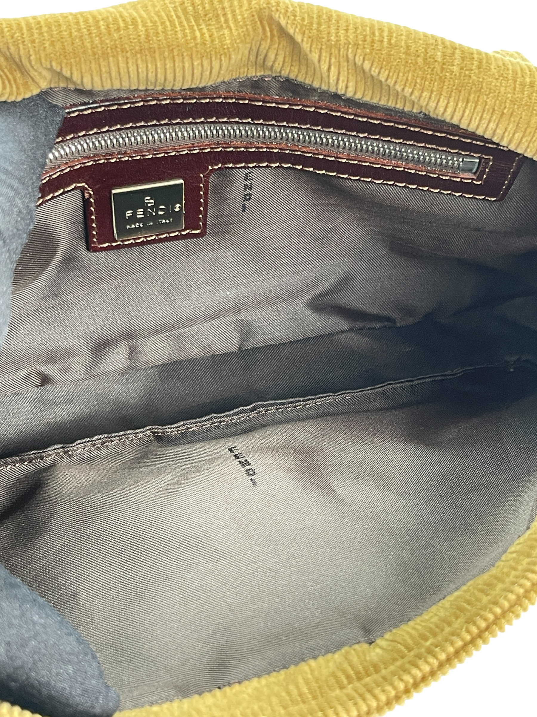 FENDI - Baguette Brown Corduroy Handbag