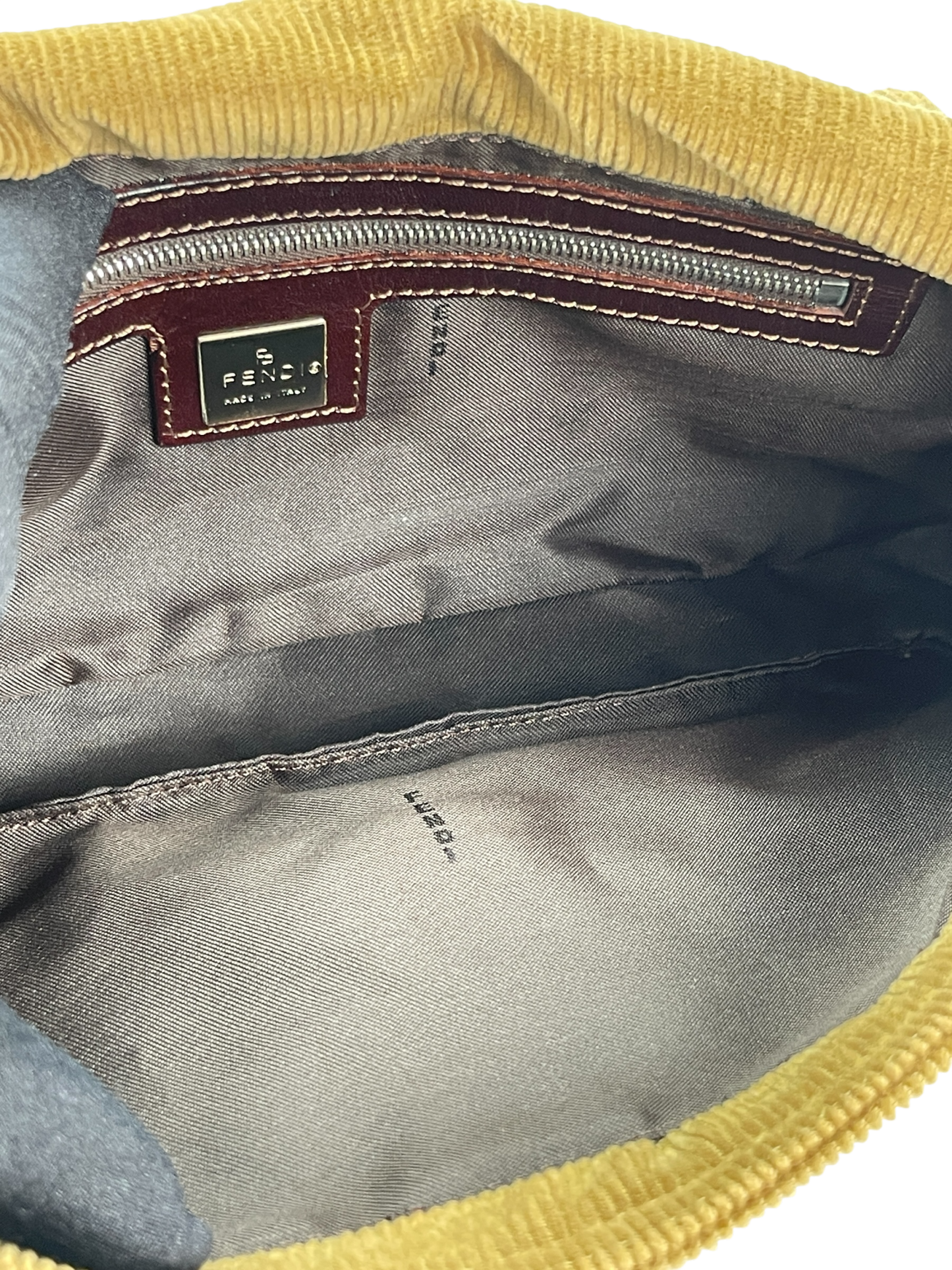 FENDI - Baguette Brown Corduroy Handbag